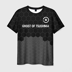 Мужская футболка Ghost of Tsushima glitch на темном фоне: символ св