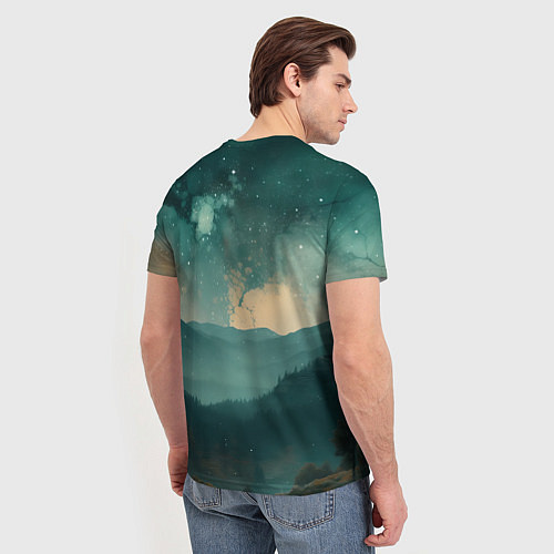 Мужская футболка Космическая ночь в горах / 3D-принт – фото 4