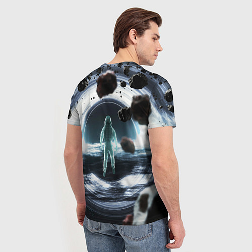 Мужская футболка Black hole astronaut / 3D-принт – фото 4