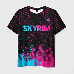 Мужская футболка Skyrim - neon gradient: символ сверху