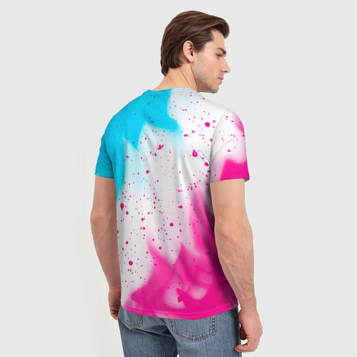 Мужская футболка Portal neon gradient style / 3D-принт – фото 4