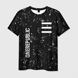 Мужская футболка OneRepublic glitch на темном фоне: надпись, символ
