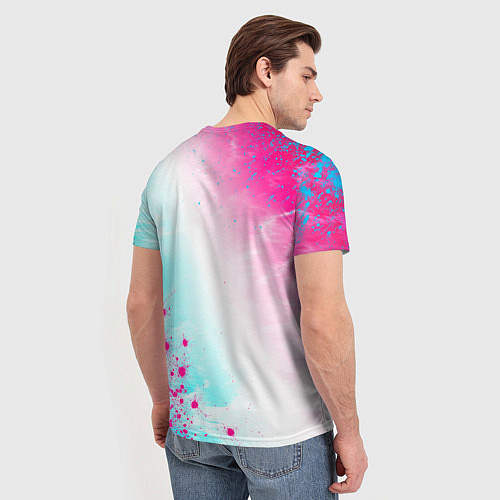 Мужская футболка Brawl Stars neon gradient style: надпись, символ / 3D-принт – фото 4