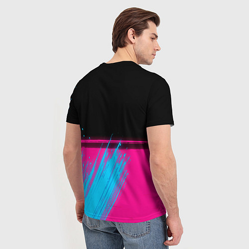 Мужская футболка Pink Floyd - neon gradient: символ сверху / 3D-принт – фото 4