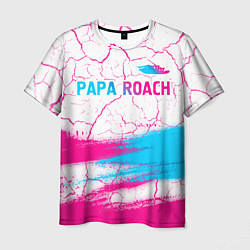 Мужская футболка Papa Roach neon gradient style: символ сверху