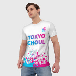 Футболка мужская Tokyo Ghoul neon gradient style: символ сверху, цвет: 3D-принт — фото 2