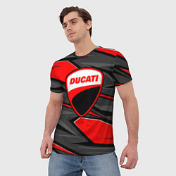 Футболка мужская Ducati - red stripes, цвет: 3D-принт — фото 2