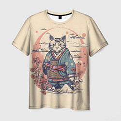 Мужская футболка Кот-самурай