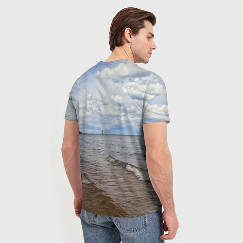 Мужская футболка Волны на Ладожском озере / 3D-принт – фото 4