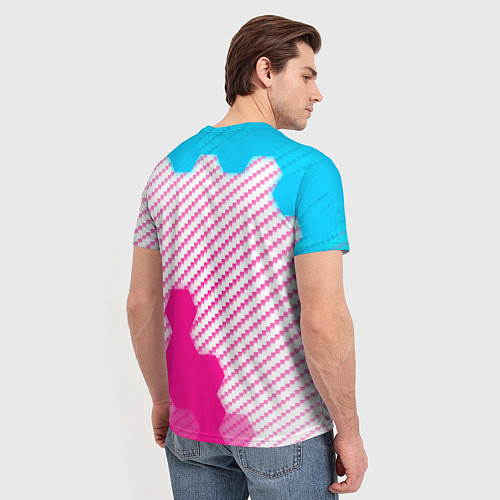 Мужская футболка Fiat neon gradient style: надпись, символ / 3D-принт – фото 4