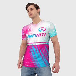 Футболка мужская Infiniti neon gradient style: символ сверху, цвет: 3D-принт — фото 2