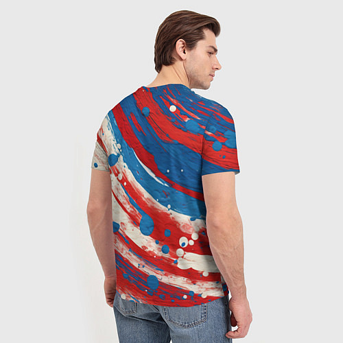 Мужская футболка Краски в цветах флага РФ / 3D-принт – фото 4