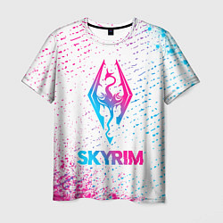 Мужская футболка Skyrim neon gradient style