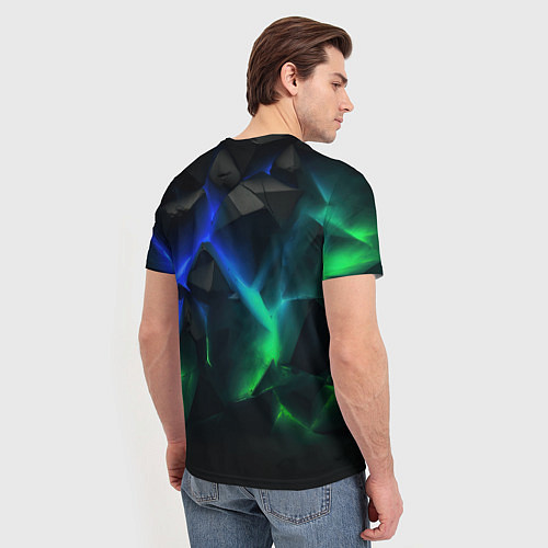 Мужская футболка Разлом синих и зеленых плит / 3D-принт – фото 4