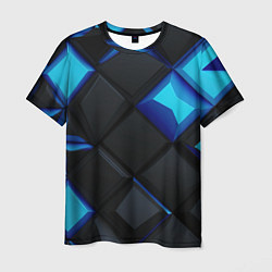 Футболка мужская Черные и синие плитки, цвет: 3D-принт