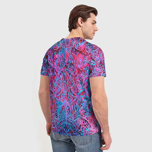 Мужская футболка Лис из розово-голубых узоров / 3D-принт – фото 4