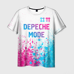 Мужская футболка Depeche Mode neon gradient style: символ сверху