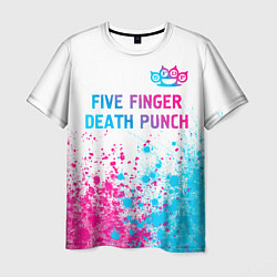 Мужская футболка Five Finger Death Punch neon gradient style: симво