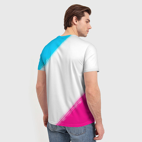 Мужская футболка Skillet neon gradient style / 3D-принт – фото 4