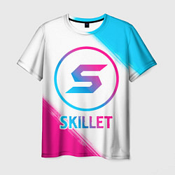 Мужская футболка Skillet neon gradient style