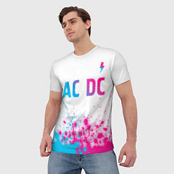 Футболка мужская AC DC neon gradient style: символ сверху, цвет: 3D-принт — фото 2