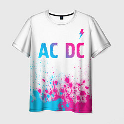 Мужская футболка AC DC neon gradient style: символ сверху