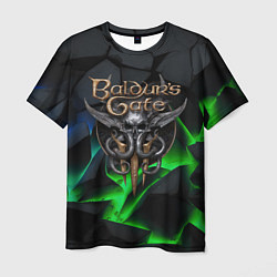 Мужская футболка Baldurs Gate 3 black blue neon