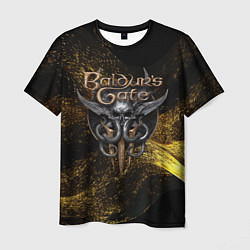 Мужская футболка Baldurs Gate 3 logo gold black