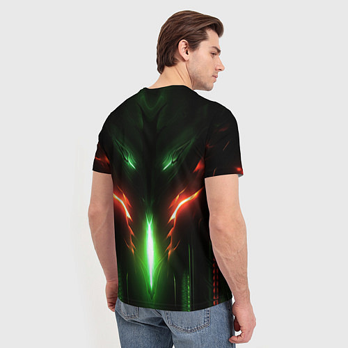 Мужская футболка Baldurs Gate 3 logo green red light / 3D-принт – фото 4