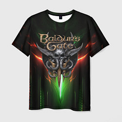 Мужская футболка Baldurs Gate 3 logo green red light