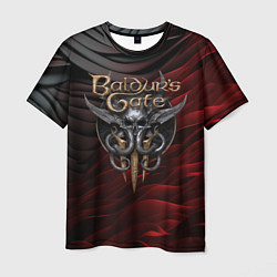 Мужская футболка Baldurs Gate 3 logo dark red black