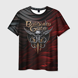 Мужская футболка Baldurs Gate 3 logo dark red black