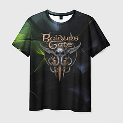 Мужская футболка Baldurs Gate 3 logo dark green
