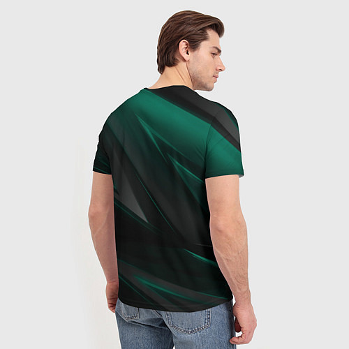 Мужская футболка Baldurs Gate 3 logo green geometry / 3D-принт – фото 4