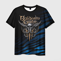 Мужская футболка Baldurs Gate 3 logo blue geometry