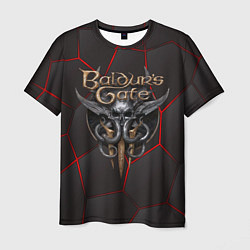 Мужская футболка Baldurs Gate 3 logo red black geometry