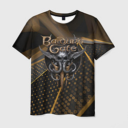 Мужская футболка Baldurs Gate 3 logo dark gold geometry