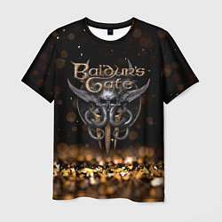 Мужская футболка Baldurs Gate 3 logo dark gold logo