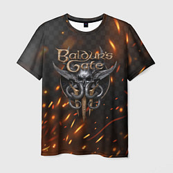 Мужская футболка Baldurs Gate 3 logo fire