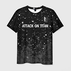 Мужская футболка Attack on Titan glitch на темном фоне: символ свер