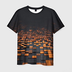 Мужская футболка Черные и оранжевые пиксели