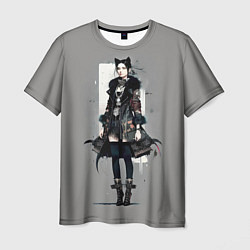 Мужская футболка Девушка-кошка модница - аниме