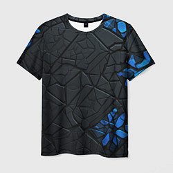 Мужская футболка Черные плиты с синими вставками