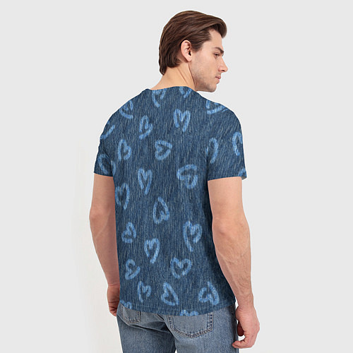 Мужская футболка Hearts on denim / 3D-принт – фото 4