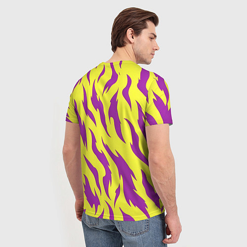 Мужская футболка Кислотный тигр паттерн / 3D-принт – фото 4