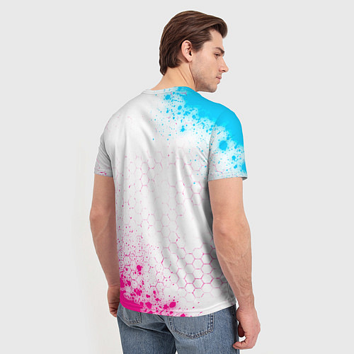 Мужская футболка Sally Face neon gradient style: надпись, символ / 3D-принт – фото 4