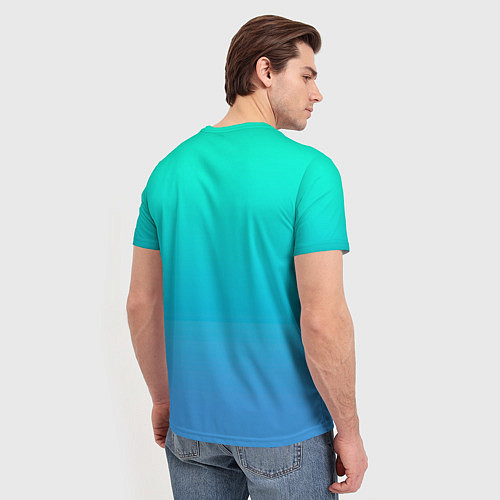 Мужская футболка Градиент сине-зелёный светлый / 3D-принт – фото 4