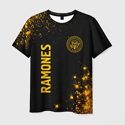Мужская футболка Ramones - gold gradient: надпись, символ