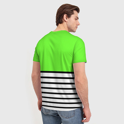 Мужская футболка Полосатый ярко-салатовый / 3D-принт – фото 4