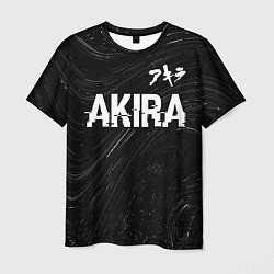 Мужская футболка Akira glitch на темном фоне: символ сверху